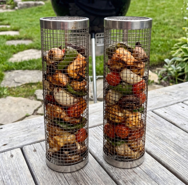 Grill basket with fresh food