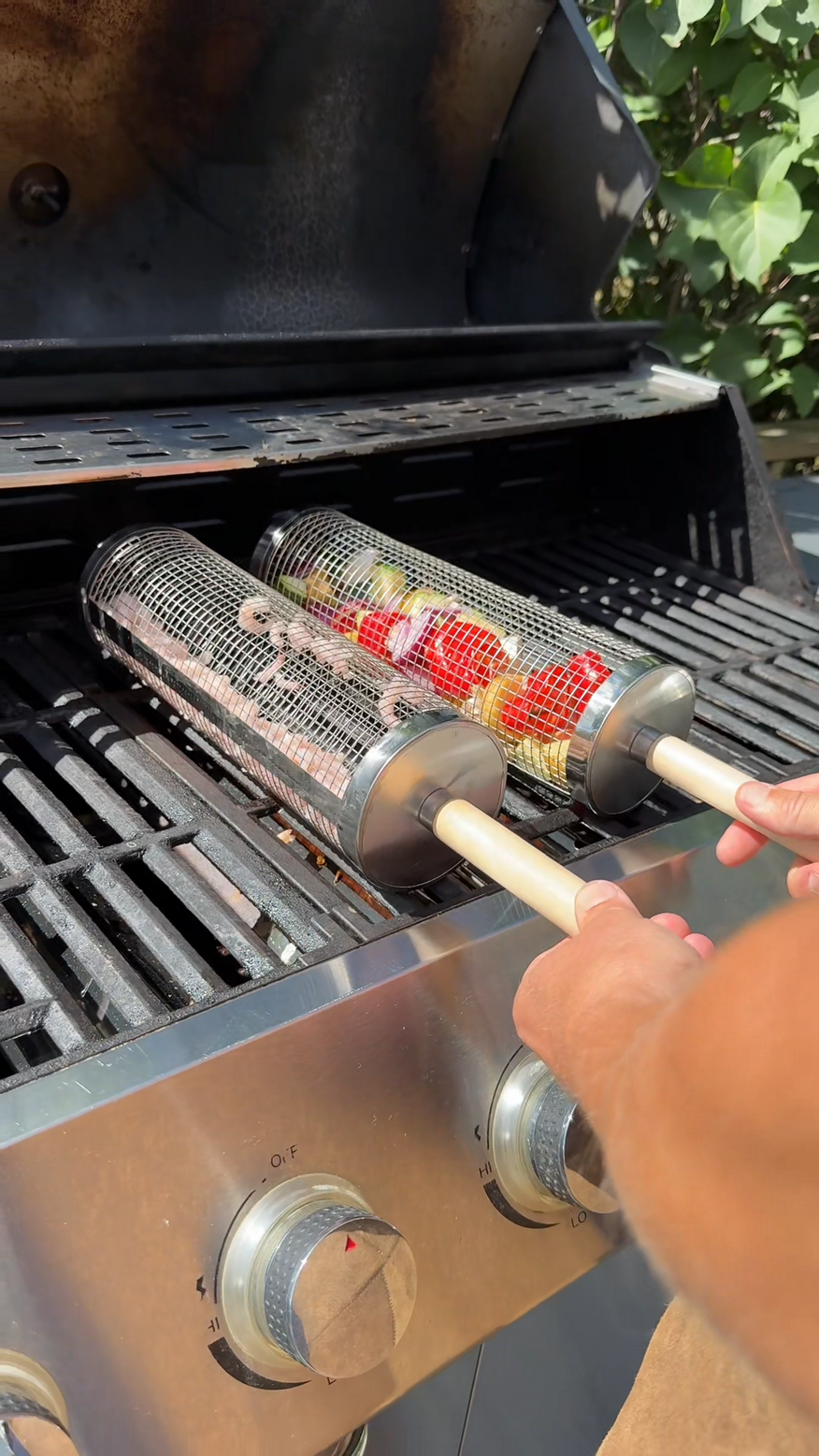 Rolling baskets on the grill